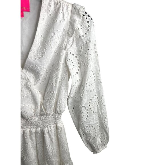Lilly Pulitzer Taviana Eyelet Dress White Circle Bloom Resort Style Size 00 - Picture 15 of 16
